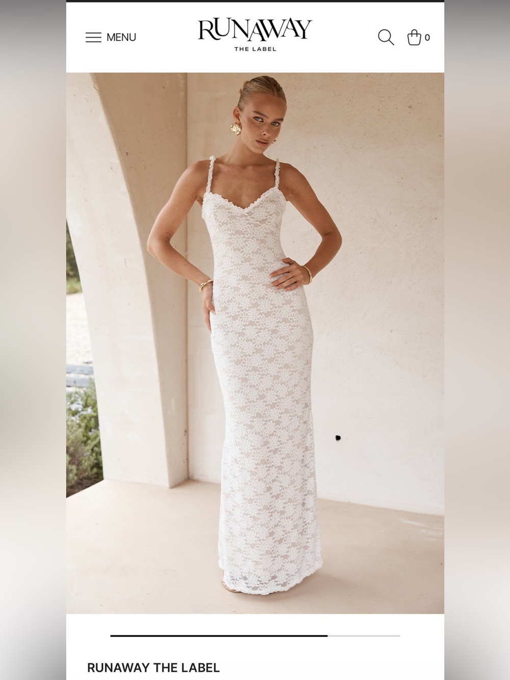 Runaway The Label White Lace Spaghetti-Strap Maxi Dress
